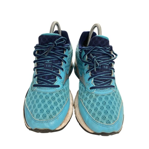 Mizuno Wave Rider 18 Women's Size 6 Blue Silver  Mesh sneakers Running Shoes - Picture 2 of 8